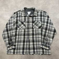 John Blair Over Shirt Mens XL Plaid Western Vintage Quilted Shacket, White Grey