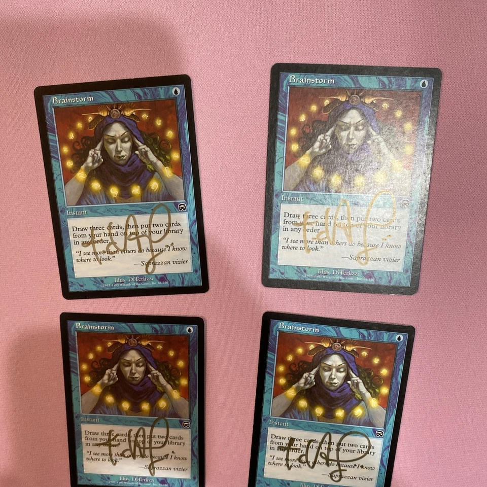 4X Brainstorm Mercadian Masques Regular artist SIGNED in GOLD Sharpy X4 - Image 4 of 4