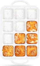 ✅NEW - Silicone Brownie Pan with Dividers, 12-Cup Nonstick Muffin Pan (Cream)