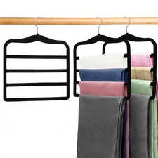 2-Pack Velvet Pants Hangers - Space Saving Multi-Layer Non-Slip Closet Organi...
