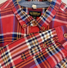 Urban Outfitters Dress Shirt Mens Sz L Red Tartan Plaid CPO Provisions Normcore