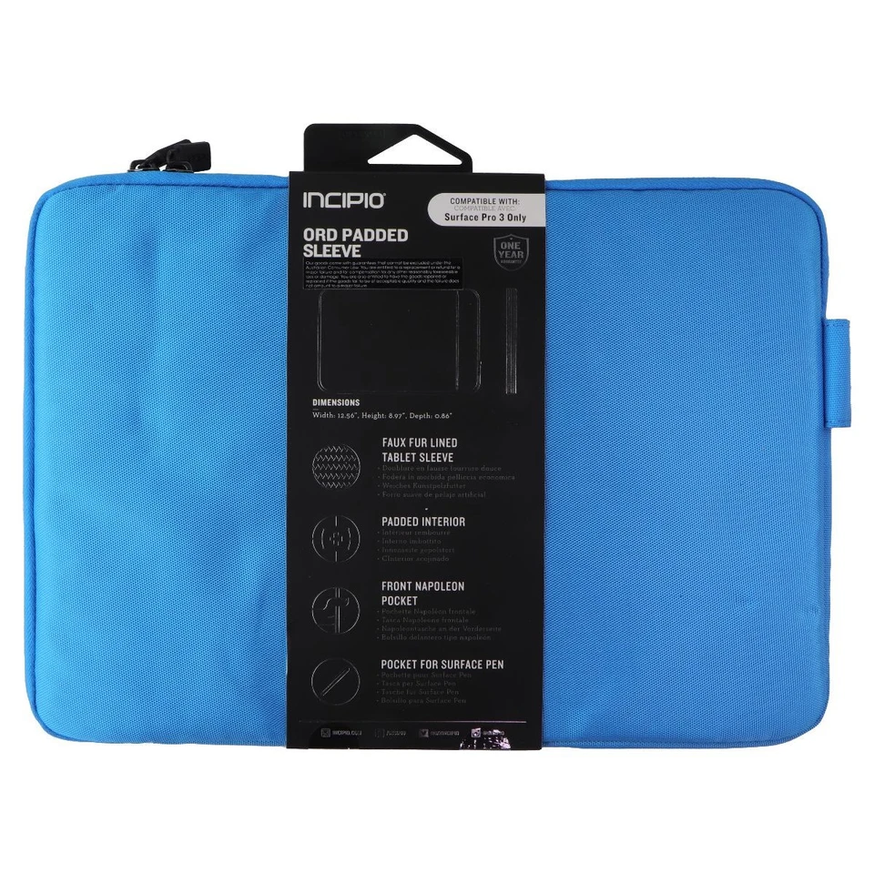 Incipio ORD Padded Sleeve Case for Microsoft Surface Pro 4 / Pro 3 - Cyan Blue - Image 2 of 2