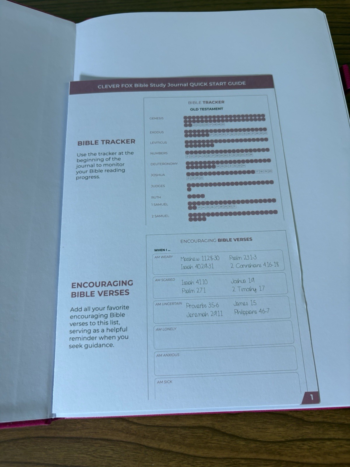 Clever Fox Bible Tracker Journal New Pink