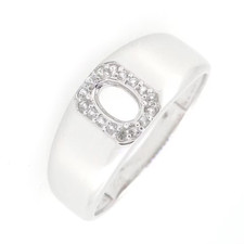 Men's Sterling Silver Semi Mount Ring Setting Oval OV 6x4mm Halo Male Unisex