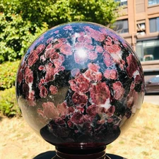 39LB Natural Firework Stone Quartz Sphere Crystal Ball Healing Decorati 687