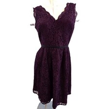 Ann Taylor Loft Size 4 Purple Lace Dress Midi Sleeveless