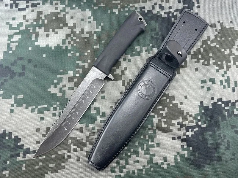Field Russian Army Knife Combat Military Bush Survival Fixed Blade Serrated