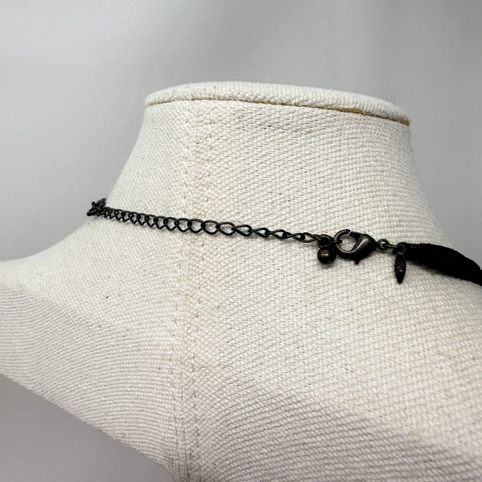 雅芳老虎眼石项链棕色绳珠镂空花朵吊坠波西米亚 — 第 4/4 张图片