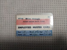 1945 Puget Sound Navy Yard Employees Muster Card Ephemera WWII 