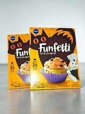 Set di 2 NUOVI PILLSBURY FUNFETTI CAKE MIX CON PEZZI DI CARAMELLE 15,25 OZ HALLOWEEn