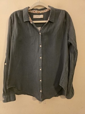 Anthropologie Isabella Sinclair M Atlay Gauzy Lace Back Long Sleeve Button Down