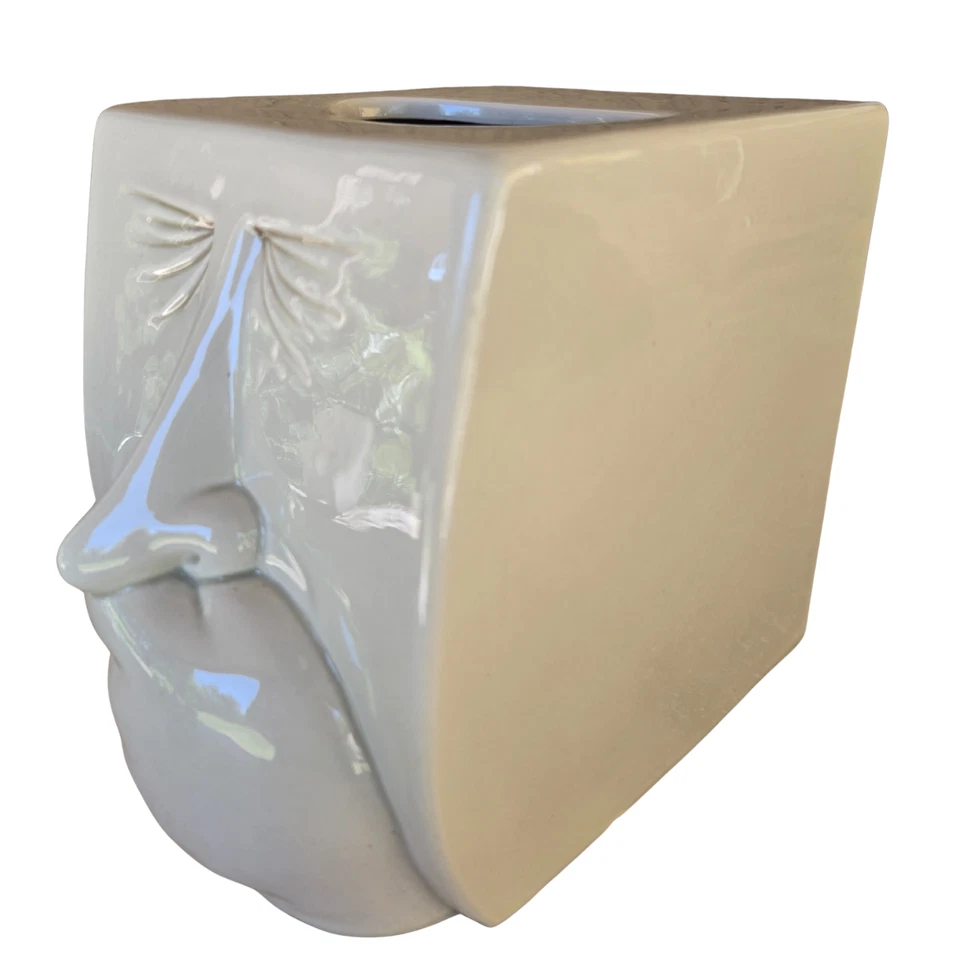 Caja de pañuelos vintage años 80 Fitz & Floyd hombre estornudo soporte crema cerámica, ecléctico Foto 4 de 4