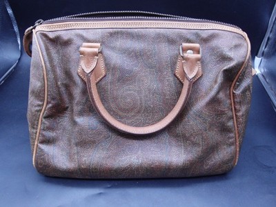 ETRO Milano Paisley mehrfarbig Boston Bag Handtasche Reißverschluss Leder Top Griffe