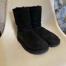 UGG CLASSIC II BOOT BLACK SUEDE SHEARLING LINED WOMENS U.S SIZE 8