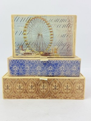 Punch Studio Set of 3 Nesting Boxes Ferris Wheel Decorative Boxes 62927