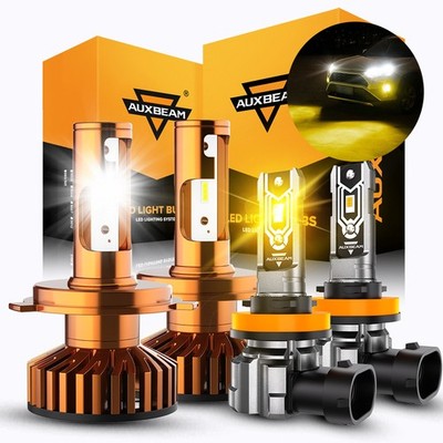 For Toyota Tacoma 2012-2015 AUXBEAM H4 LED Headlight H11 Fog Lights White Amber