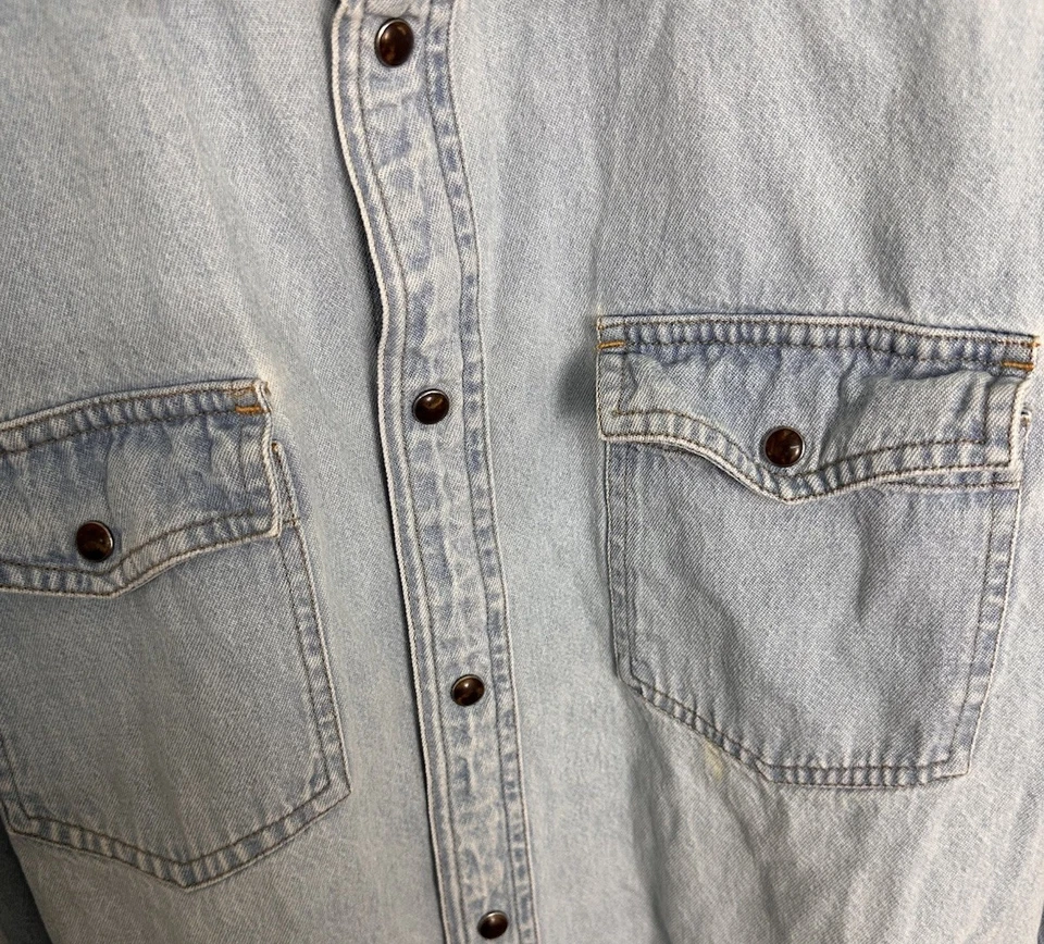 Рубашка вестерн Cabelas мужская джинсовая с жемчужной застежкой с длинным рукавом размер большой - Изображение 2 из 4