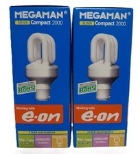 2 x Megaman SU109 Compact 2000 Energy Saving Light Bulbs 9W = 50W B22 NEW (A1)
