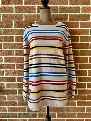 Chinti and Parker Knit Cashmere Striped Sweater, Dusty Pink, Size M