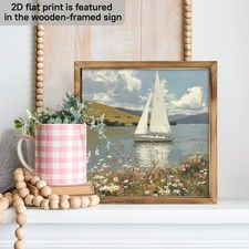 Sailboat Reflection Calm Water Lake Wooden Sign Coastal Nautical Wall Decor Gift