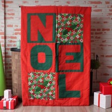 Handmade Patchwork Quilted Christmas Wall Hanging Quilt Noel 22 X 32