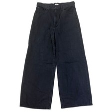 Levi Strauss Baggy Cinch Black Denim Jeans Super High Rise Wide Leg Women s 31
