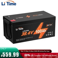 LiTime 36V 100Ah LiFePO4 Lithium Battery 200A BMS For 5Kw Golf Cart/UTV/LSV/NEV