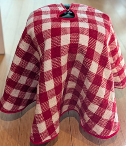 🎄 48" Red & White Buffalo Check Plaid Christmas Tree Skirt