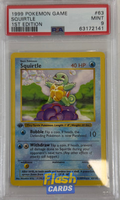 PSA 9 Pokemon Base Set #63 Squirtle 1ST Edition Shadowless