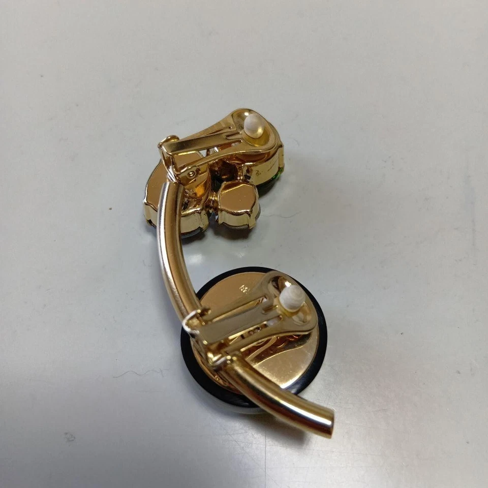 Marni Maruni Single Ear Cuff Green Gold Plated Earrings With Rhinestones Women L - Image 2 of 4