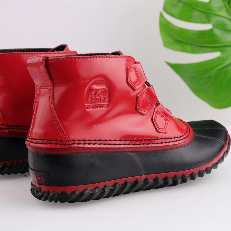 Botas Sorel para mujer talla 10 rojas negras impermeables pato con cordones al tobillo NL2511-622 Foto 3 de 4