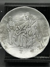Vintage Wendell August Forge Jesus & Children Plate 4” Handmade Religious Image
