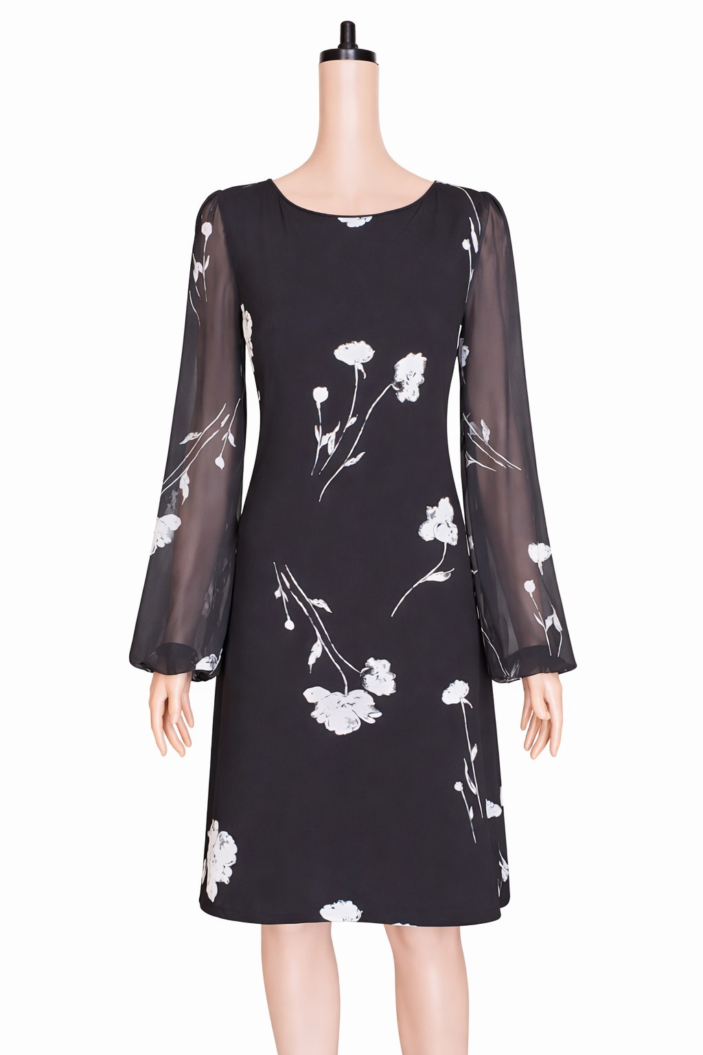 White House Black Market black floral chiffon shift dress Medium NWT