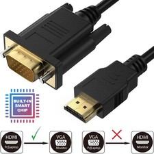 6FT HDMI Male to VGA Male Converter Adapter 1080P Cable for PC Monitor HDTV Roku
