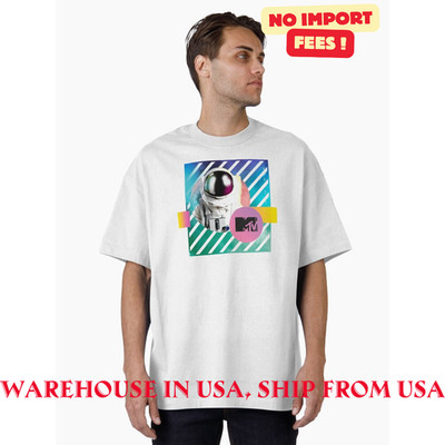 MTV VMA Astronaut Neon Vintage Stripped Box Poster T-Shirt All Size S to 4XL