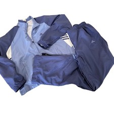 Adidas Womens Vintage Tracksuit Set Blue Mesh Lined Windbreaker Jacket Pants M