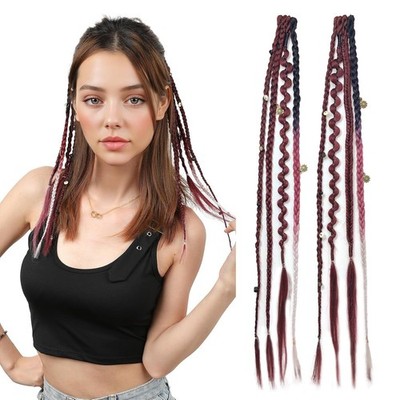 Pair of  Braided Ponytail Clip in Hairpieces Zöpfe Boho Dreadlocks Pferdeschwanz