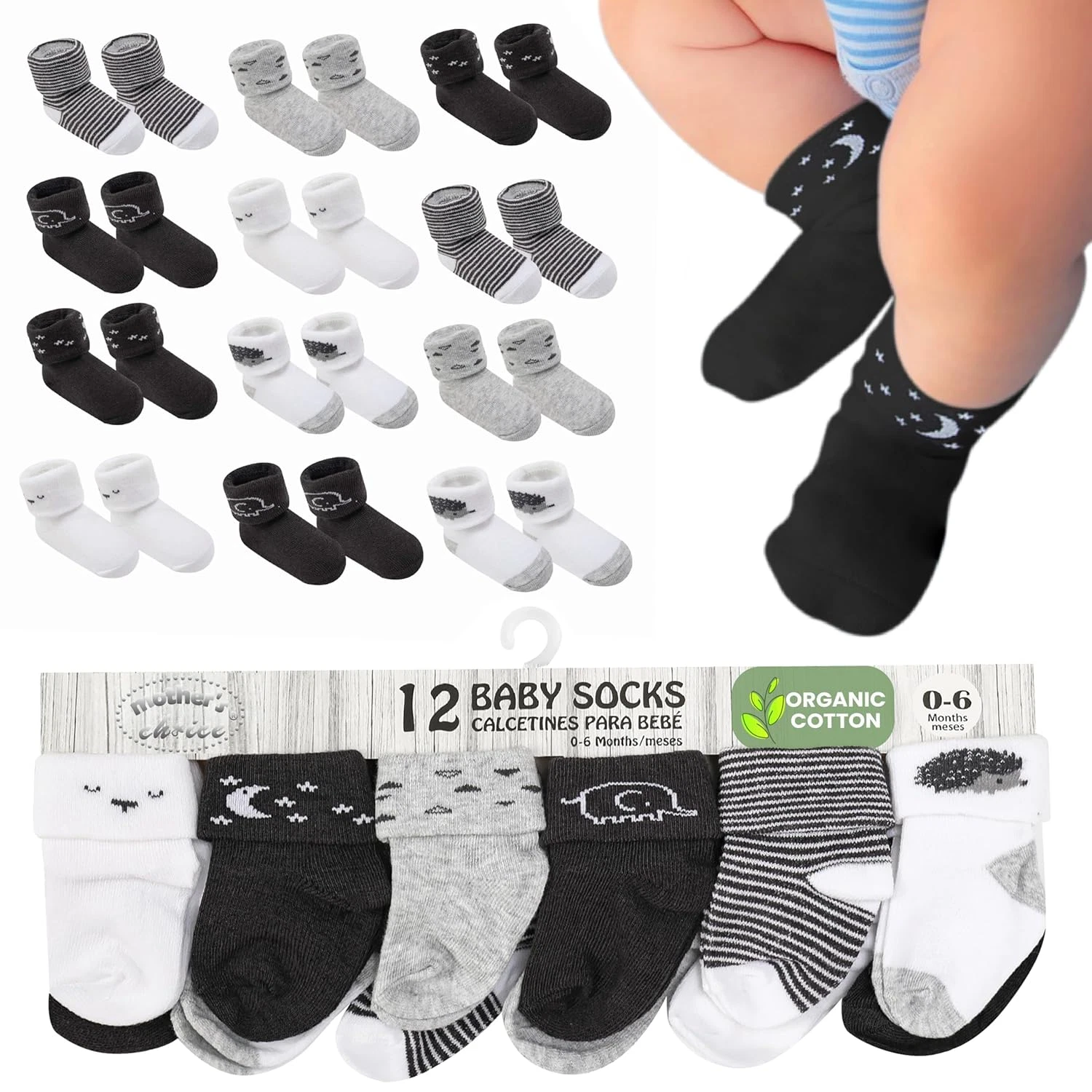12pair Organic Cotton Baby Socks, 0-6 Months - Soft, Hypoallergenic Newborn Sock
Opens in a new wind
