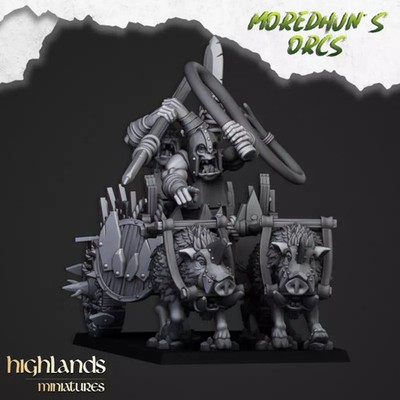 Miniature Higlands - Orcs and Goblins - Orc Boar Tank - 3D Printed