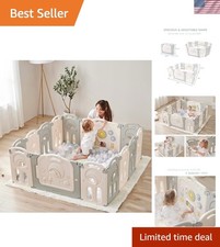 14 Panel Baby Play Yard with Whiteboard Sensory Wall - Portable Foldable