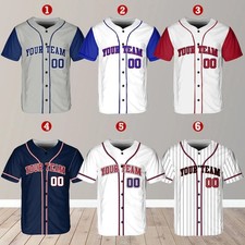 Personalized Team Name Number Baseball Jersey, Kids and Youth