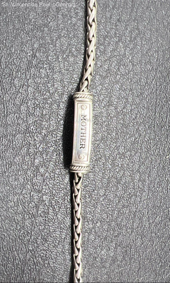 Pulsera de identificación madre Brighton tono plata vintage cadena cable 7" con extensión de 1" Foto 4 de 4