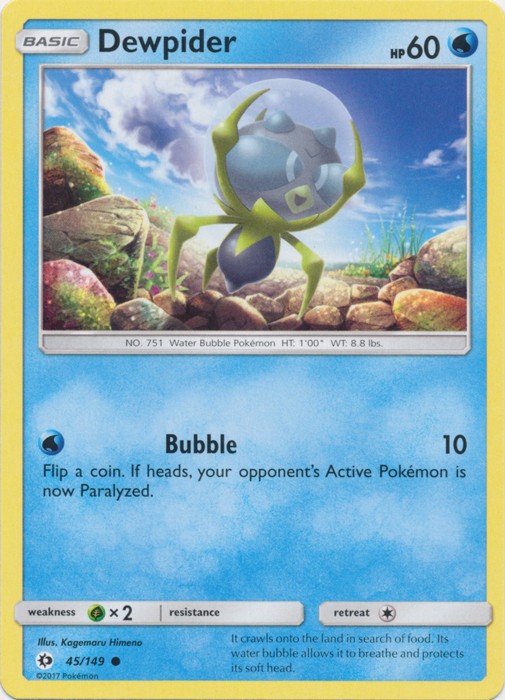 Dewpider - 45/149 - Common (Mp) Sun and Moon Base Set - Water Pokémon