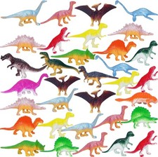 64Pcs Mini Dinosaur Figures, Assorted Small Plastic White, Red, Pink, Purple