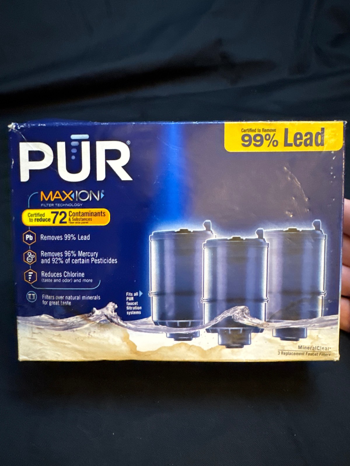 PUR Maxion 3-Pack Faucet Filter Replacement Cartridges Damaged Sealed Box  