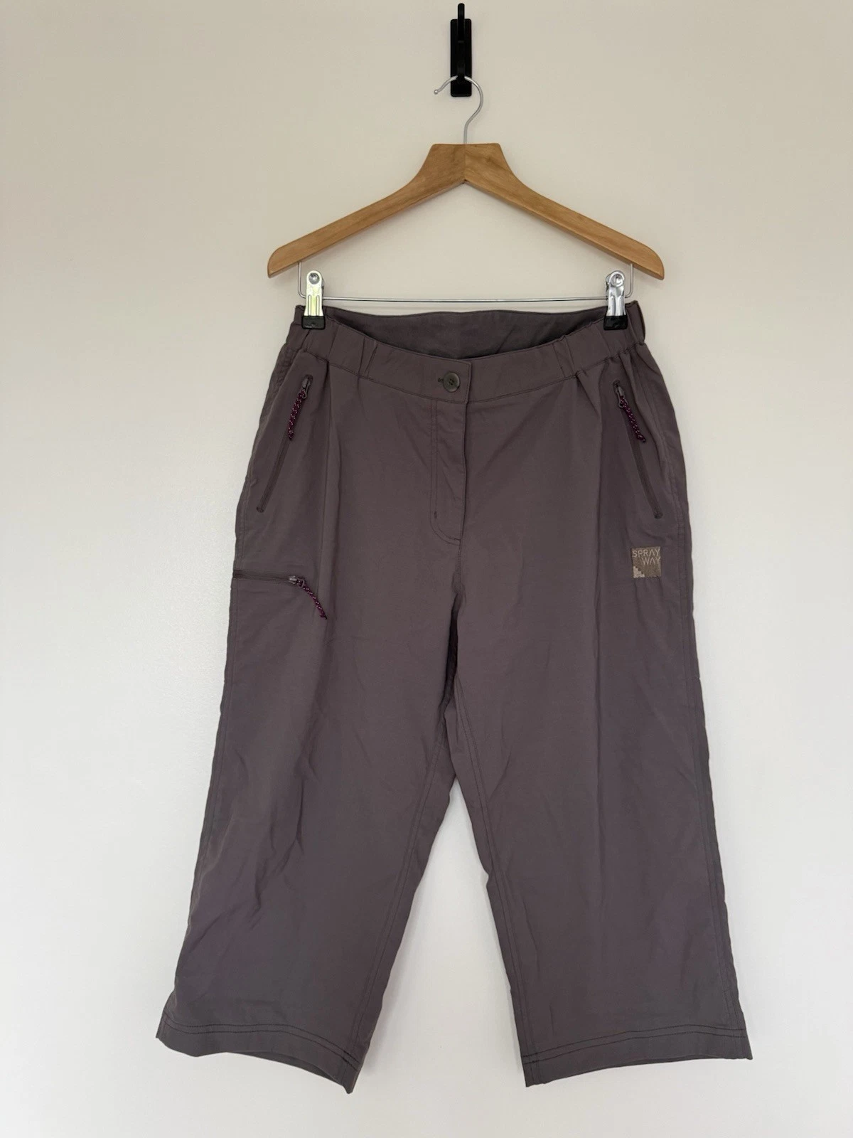 Sprayway Walking Cropped Trousers 12 Grey HydroDRY Waterproof All Day Rain Pants