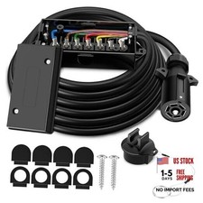 8Ft 7 Way Trailer Plug with Junction Box, 7 Pin Trailer Wiring Harness with