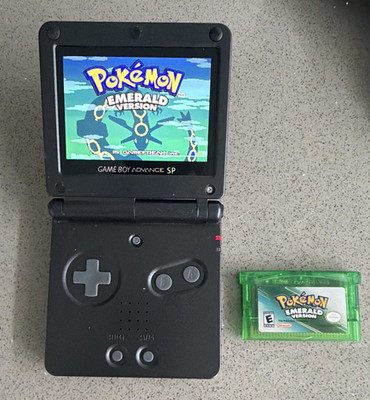 Nintendo Game Boy Advance SP Black Backlit w/ Charger Pokemon Emerald Re-Release