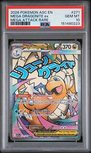 2026 POKEMON ASCENDED HEROES MEGA ATTACK RARE #271 MEGA DRAGONITE EX PSA 10