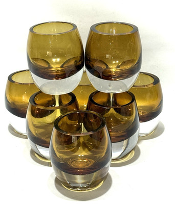 Mikasa Home Accents Solaris Amber Votive Candle Holders Heavy Bases Set of 8